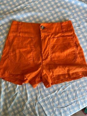 Anthropologie Maeve Colette Orange High-Waist Pocket Shorts